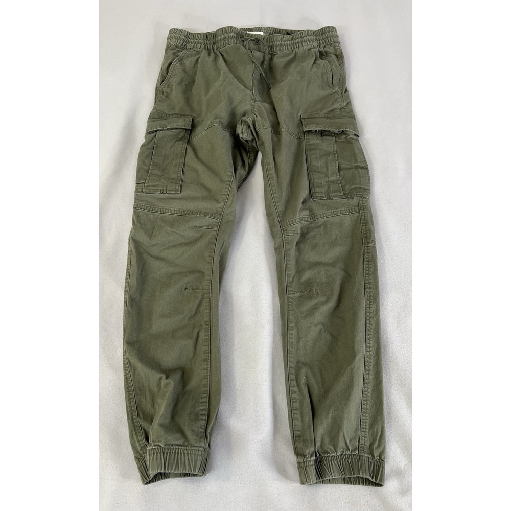H &‎ M Men's Cargo Joggers Pants Waistband Sz Large Green Military